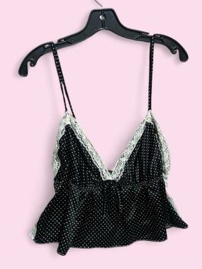 No Boundaries Black Polka Dot Lace-Trim Cami